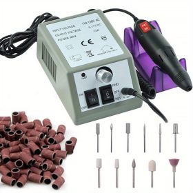 20000 RPM Portable Electric Nail Drill Polisher: Manicure & Pedicure Set for Gel Polish Cleaning & Milling Cuticles - 11pcs Nail Drill Bits (Color: grey)